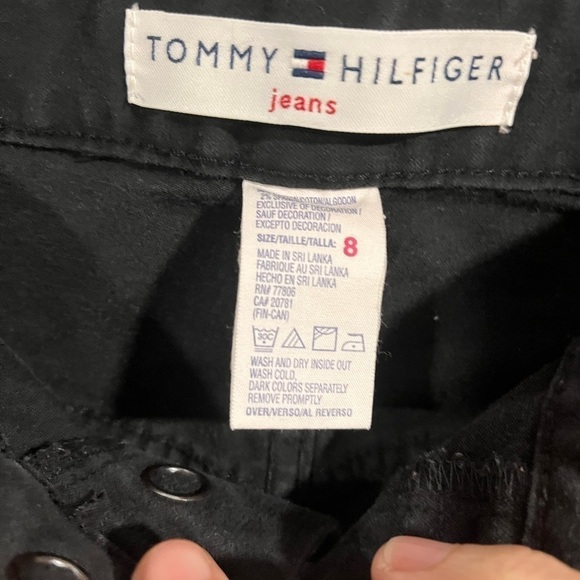 Vintage TOMMY HILFIGER JEANS Y2K Snap Button Fly Bootcut Black Size 8 Preppy - Picture 5 of 11